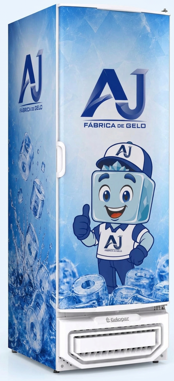 Freezer vertical personalizado da AJ Fábrica de Gelo